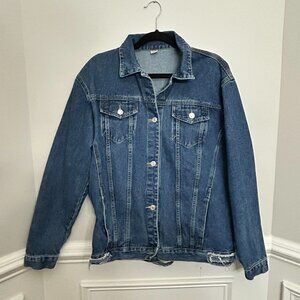 Unbranded Oversized Jean Jacket Medium Blue Light Distress Size Medium